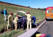 Mulher e duas crianças ficam feridas em acidente na rodovia PR-158
