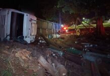 Caminhão tomba e motorista sai sem ferimentos na PR-317