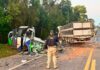 Colisão frontal entre ônibus e caminhão deixa 23 mortos na BR-373, em Ipiranga
