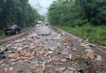 Com pista molhada, caminhão bate em barranco e motorista morre na PR-487